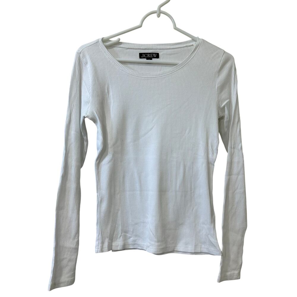 J. Crew Womens Sz Small White Long Sleeve T Shirt in Vintage Rib Capsule Minimal